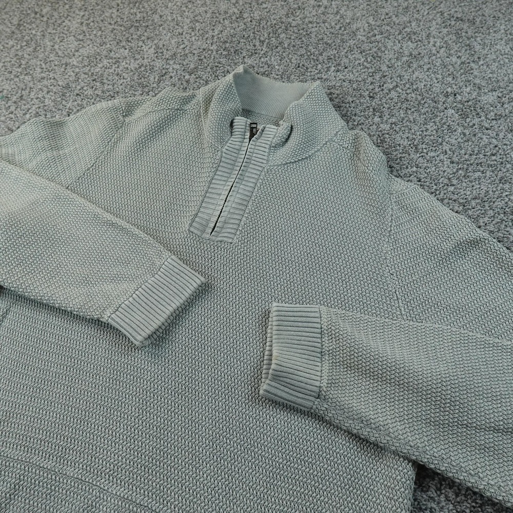 Carbon2Cobalt Sweater Mens L Gray Heavy 1/4 Zip Mock Neck Kangaroo Pullover Cozy